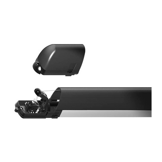 Banda de goma de seguridad antiatrapamiento. Al pulsar la goma, se tensa el cable interior y la puerta para de funcionar inmediatamente