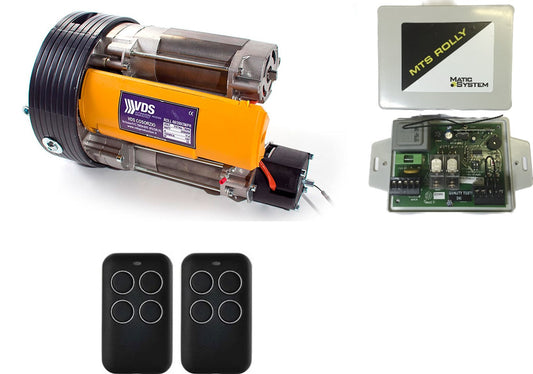 Kit enrollable Bimotor con desbloqueo, placa electrónica Rolly y 2 mandos. Fácil instalación