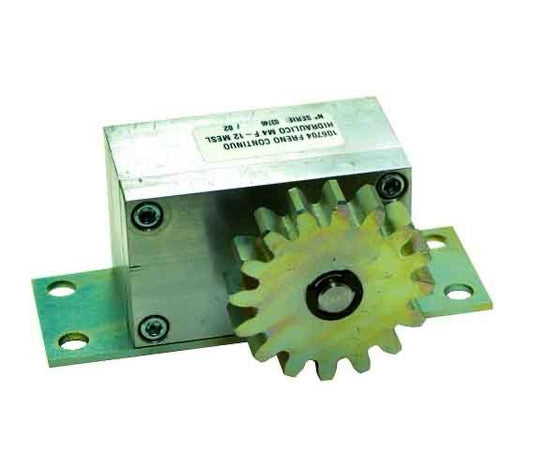 Freno para puerta corredera. Si tu puerta tiene desnivel, evita que se abra o se cierre sola. Para un lado va libre y para el otro se gradúa la dureza del piñón para evitar que la puerta pueda lanzarse por gravedad.